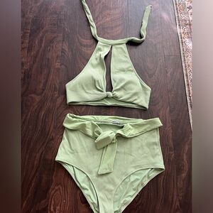 Green ribbed aerie bikini Large